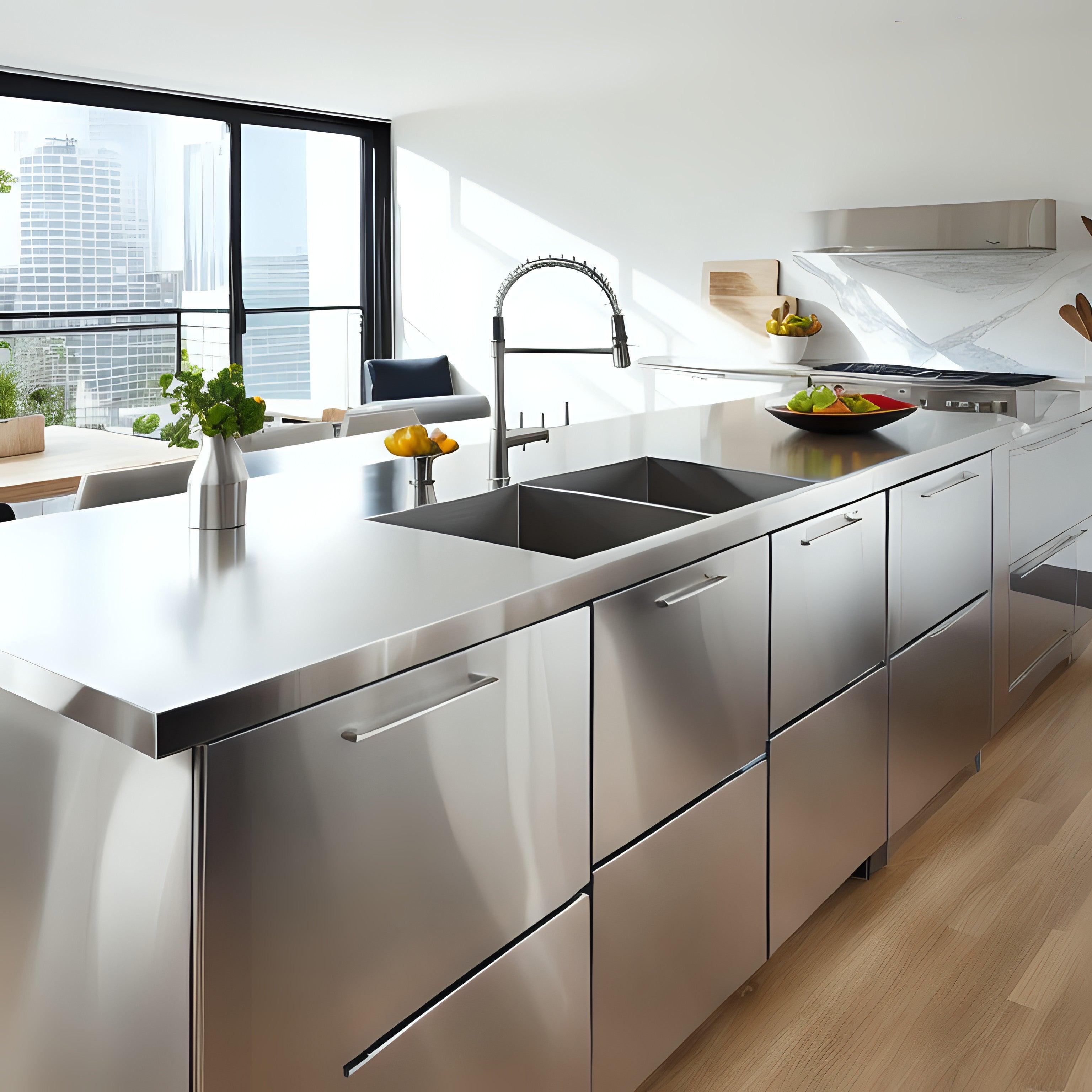 Stainless Steel Counter Stylish Kitchen Countertops With Backsplash